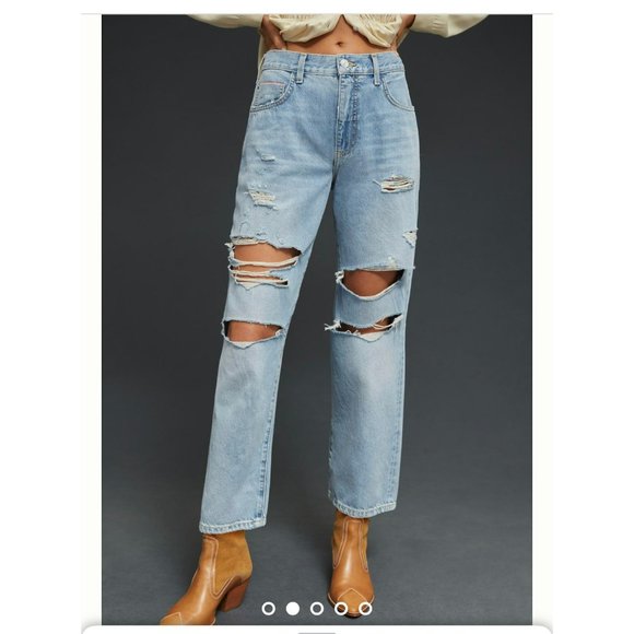 Anthropologie Pilcro Vintage Crop Mid-Rise Straight Jeans Size 27 - Picture 3 of 12